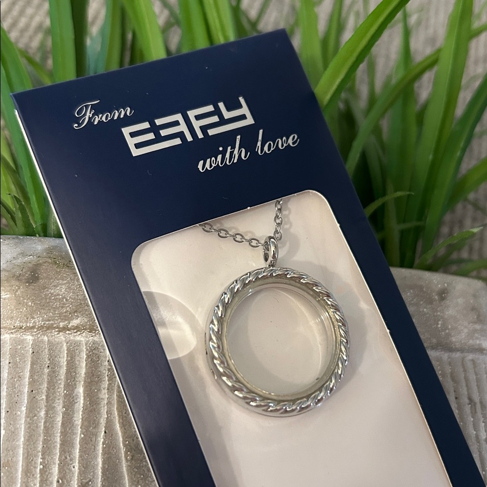 EFFY floating charm magnetic locking pendant necklace NEW silvertone chain